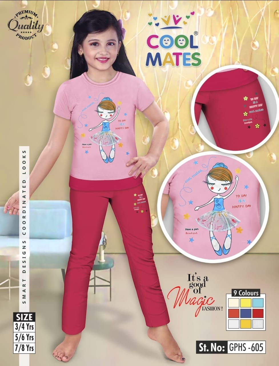 GIRLS PYJAMA SET ( PACK OF 9 PIECES 3 TO 9 YEARS )