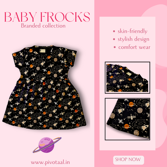 SPACE  PRINT BABY FROCK