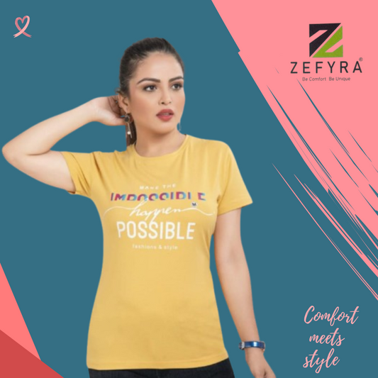 WOMENS LYCRA QUOTES PRINTED T-SHIRTS ( 25 PIECE PACK )