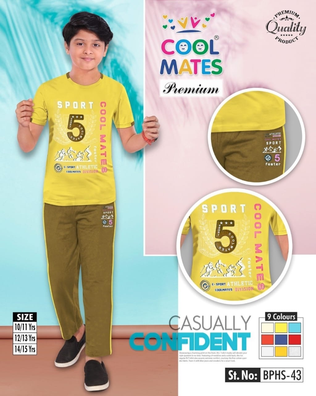 BOYS TOP&BOTTOM SET ( PACK OF 9 PIECES 10 TO 15 YEARS )